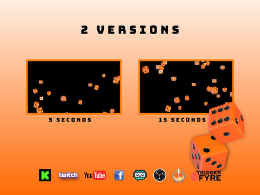 Orange & Black Dice Shower Stream Alert - Full Screen Animated Overlay - Transparent Background - 1920x1080 - Instant Download - Spooky Fun!