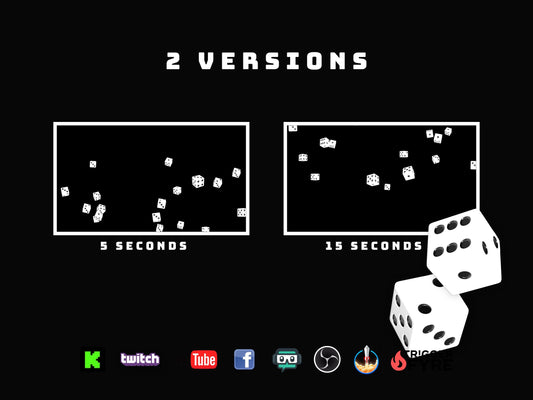 3D Dice Shower Stream Alert - Full Screen Animated Overlay with Transparent Background - 1920x1080 - Instant Download - Fun Gaming Effect!