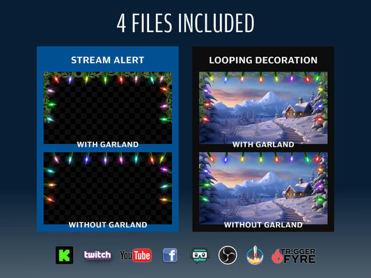 Holiday Light Border Stream Pack - Looping Decoration and Alert - Full Screen Animated Overlays - 1920x1080 - Instant Download - Festive Fun