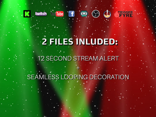 Christmas Party Stream Effect Pack - Snow and Spotlights Alert & Looping Overlays - Transparent Background - Instant Download - 1920x1080