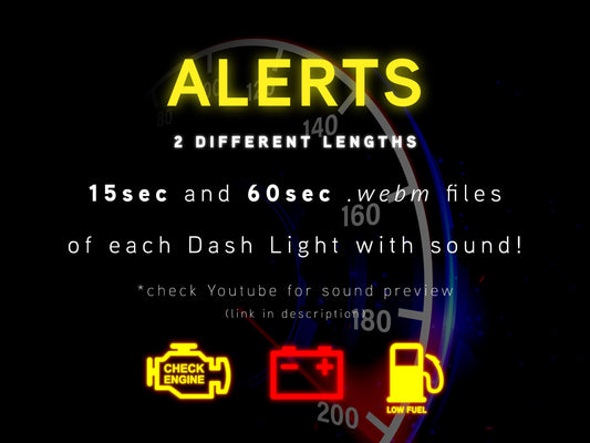 Stream Dash Lights Alert & Decorations Pack - Check Engine, Low Battery, and Low Fuel Warnings - Fun Streamer Effects - Instant Download