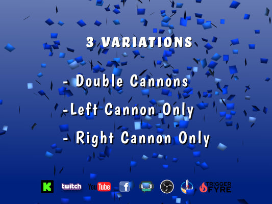Blue Confetti Cannons Stream Alert Pack - Party Poppers Effect - Sound - 1920x1080 Full Screen - Transparent Background - Instant Download