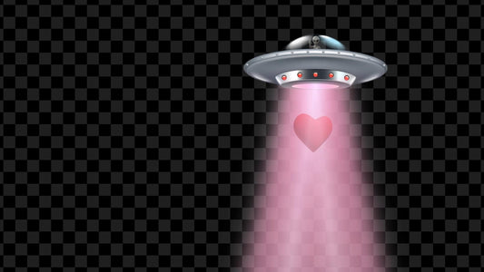 Valentine UFO Stream Alert - Full Screen Heart Abduction Effect - Animated Alien in Love Overlay - Transparent Background - Instant Download
