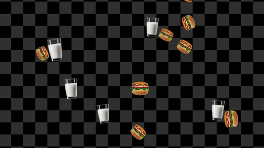 Milk & Burgers Stream Alert - Full Screen Animated Overlay with Transparent Background - Instant Download - 1920x1080 - Fun Food Effect