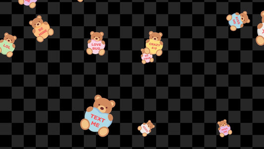 Conversation Heart Bears Stream Alert - Full Screen Animated Overlay - Transparent Background - 1920x1080 - Instant Download - Valentine Day