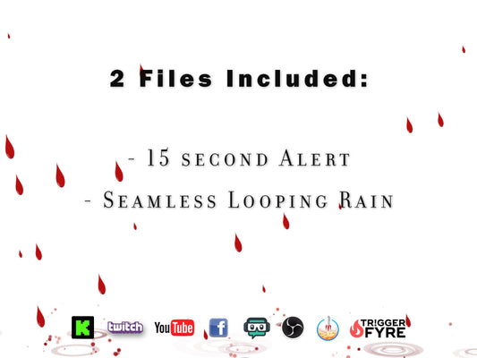 Blood Rain Stream Effect Pack - Alert & Looping Decoration - Full Screen Overlays with Transparent Background - 1920x1080 - Instant Download