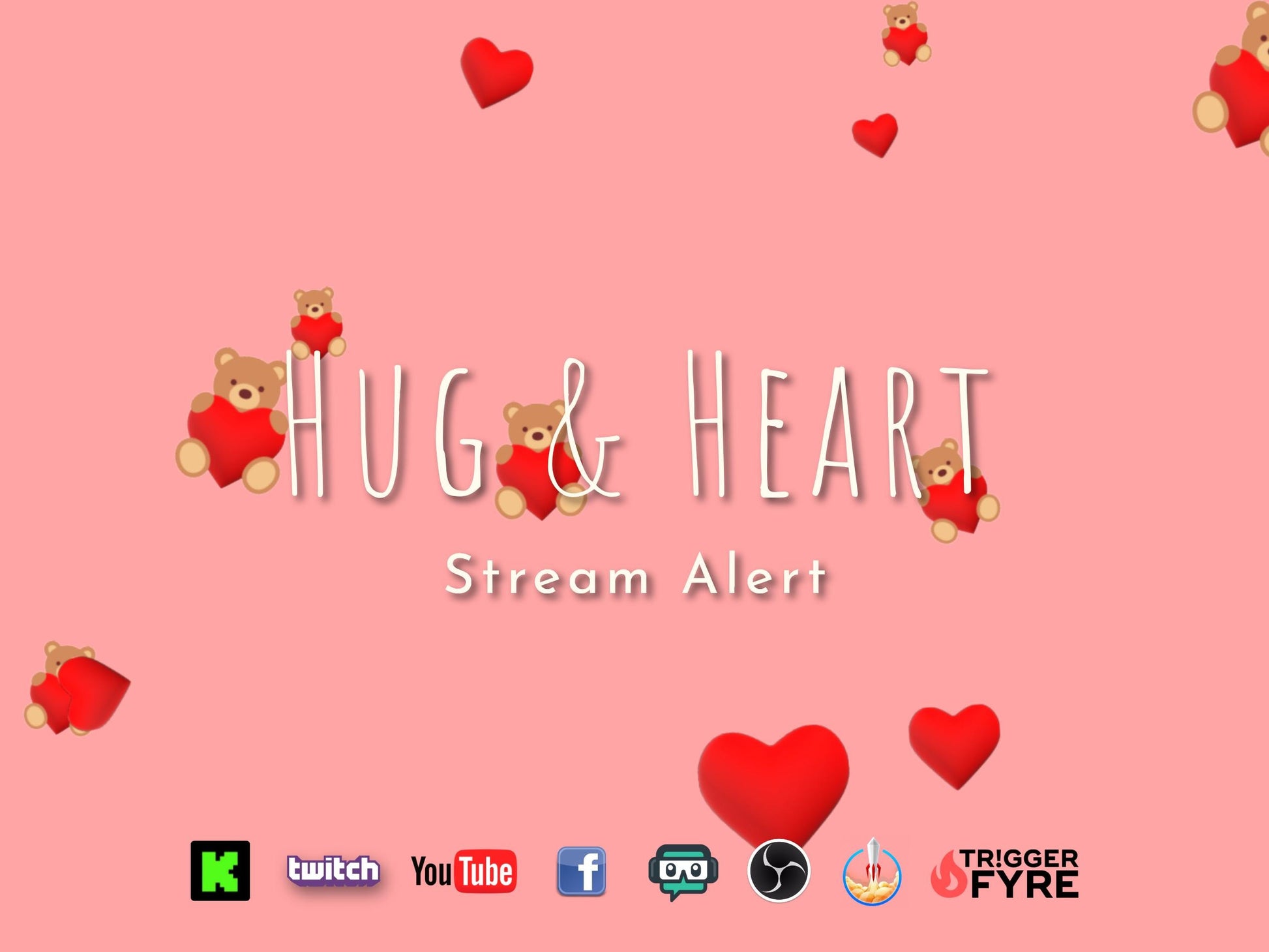 Hug & Heart Stream Alert - Valentine Effect for Streamers - Full Screen Animated Overlay with Transparent Background - 1920x1080 - SO CUTE!!
