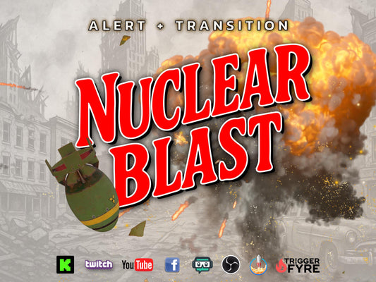 Nuclear Blast Stream Alert & Scene Transition Stinger - Sound - Full Screen Animated Overlay - Transparent Background - Instant Download