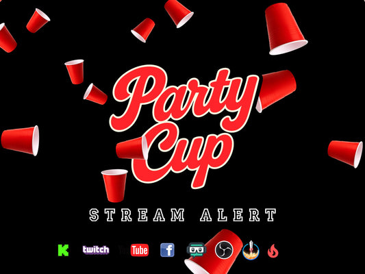 Party Cup Stream Alert - Red Plastic Cups Shower - Full Screen Animated Overlay with Transparent Background - Instant Download - 1920x1080