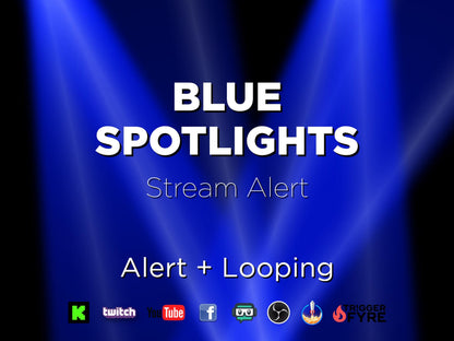Blue Spotlights Stream Effects - Loop & Alert - 2 Cool Full Screen Animated Overlays - Transparent Background - 1920x1080 - Instant Download