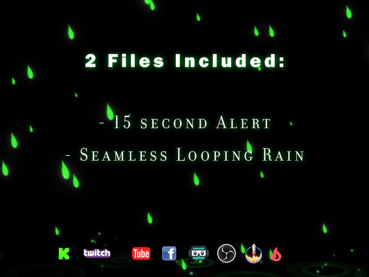 Acid Rain Stream Effects Pack - Alert & Looping Decoration - 2 Full Screen 1920x1080 Overlays - Instant Download - Transparent Background