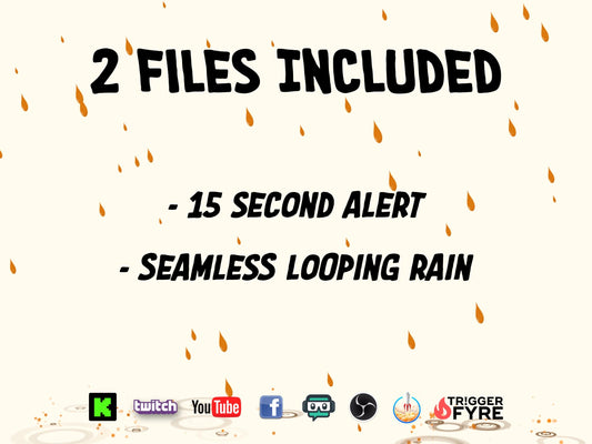 Orange Rain Stream Effect Pack - Alert & Looping Decoration - 2 Full Screen 1920x1080 Overlays - Instant Download - Transparent Background