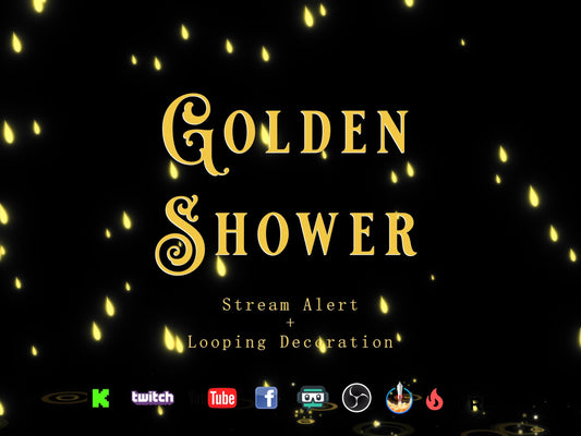 Golden Shower Stream Effect Pack - Alert & Looping Decoration - 2 Full Screen 1920x1080 Overlays - Instant Download - Transparent Background