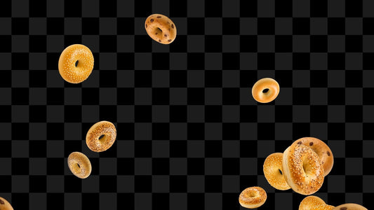 Bagel Drop Stream Alert - Full Screen Raining Bagels Animated Overlay with Transparent Background - 1920x1080 - Instant Download - Yummy Fun