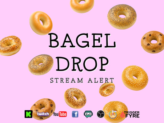 Bagel Drop Stream Alert - Full Screen Raining Bagels Animated Overlay with Transparent Background - 1920x1080 - Instant Download - Yummy Fun