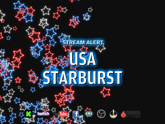 USA Neon Starburst Stream Alert - Full Screen Animated Overlay - Transparent Background - 1920x1080 - Instant Download - 4th of July Pride!