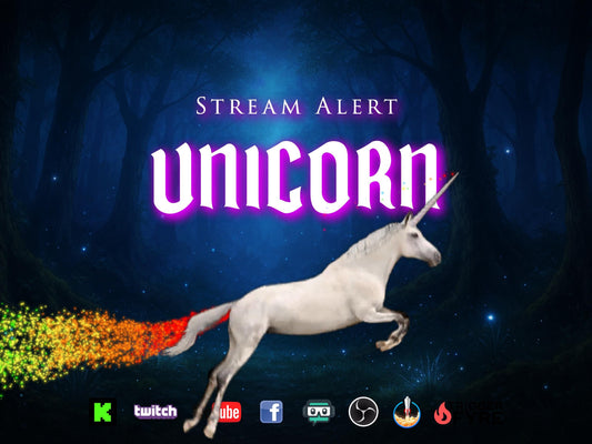 Unicorn Stream Alert - Full Screen Animated Overlay with Transparent Background - 1920x1080 - Instant Download - Fun Channel Point Redeem!