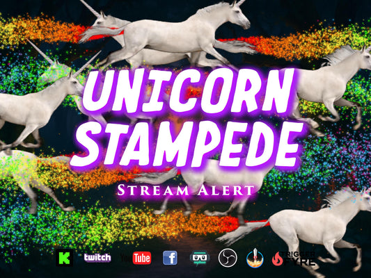 Unicorn Stampede Stream Alert - Full Screen Animated Overlay with Transparent Background - Raid Notification - Instant Download - 1920x1080