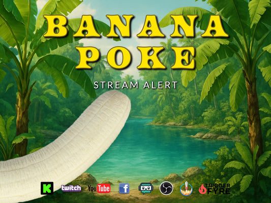 Banana Poke Stream Alert - Full Screen Animated Overlay - Transparent Background - 1920x1080 - Instant Download - Fun Channel Point Redeem
