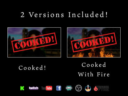 COOKED Stream Alert - Full Screen Animated Overlay with Transparent Background - 1920x1080 - Includes Two Variations - Instant Download