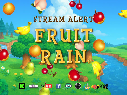Fruit Rain Stream Alert - Full Screen Animated Overlay with Transparent Background - 1920x1080 - Instant Download - Cute and Fun Effect!