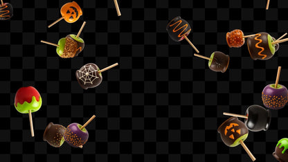 Halloween Candy Apples Stream Alert - Full Screen Animated Overlay with Transparent Background - 1920x1080 - Instant Download - Spooky Cute!