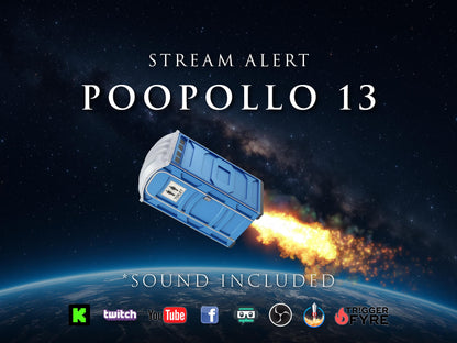 Poopollo 13 Stream Alert - Full Screen Animated Porta Potty Rocket with Custom Sound - 1920x1080 - Instant Download - Funny Channel Redeem