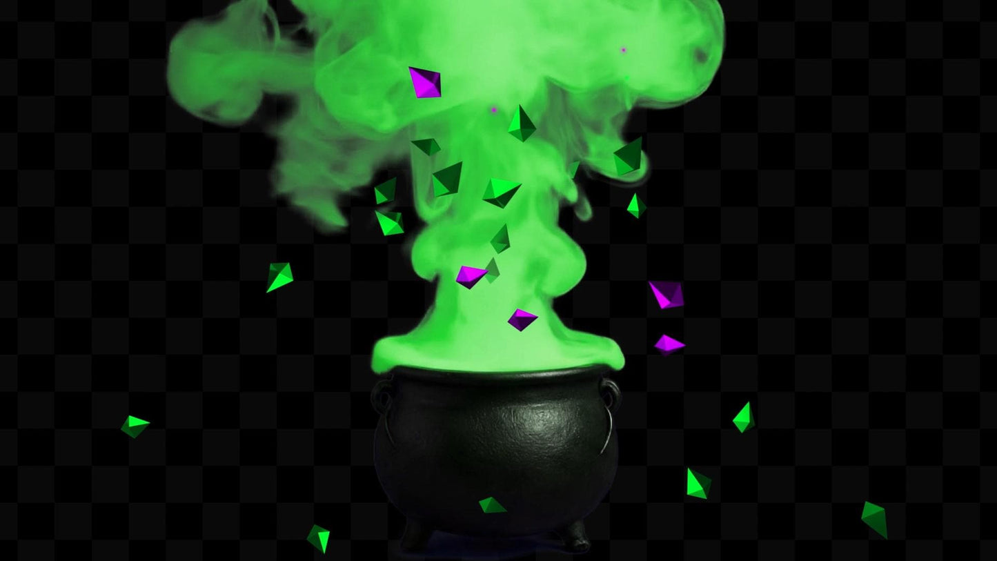 Bits & Brews Stream Alert - Full Screen Animated Cauldron and Green Smoke Overlay - Includes 2 Versions - Transparent Background - 1920x1080