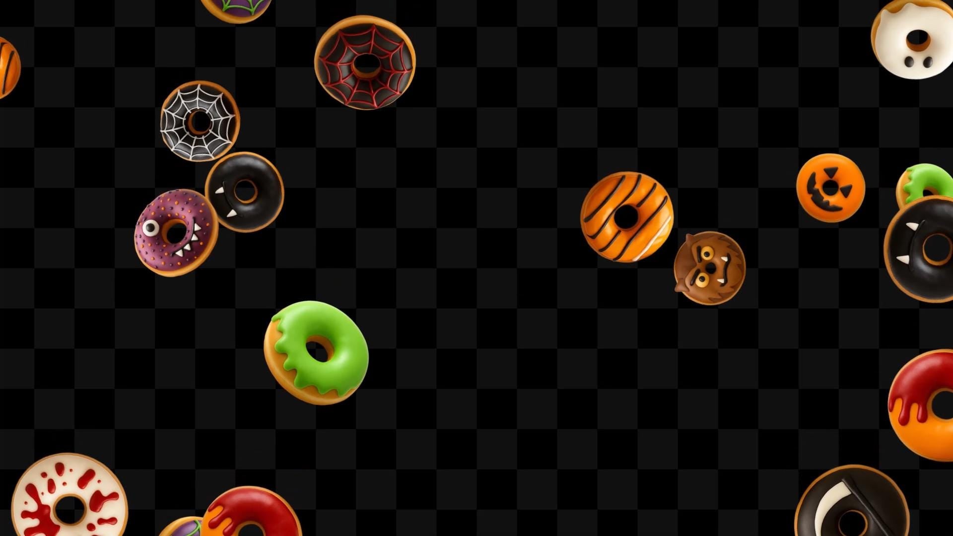 Halloween Donuts Stream Alert- Full Screen Animated Overlay - Transparent Background - 1920x1080 - Spooky Delicious Fun - Instant Download