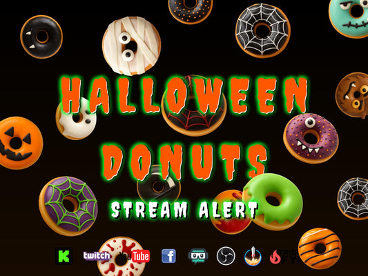 Halloween Donuts Stream Alert- Full Screen Animated Overlay - Transparent Background - 1920x1080 - Spooky Delicious Fun - Instant Download