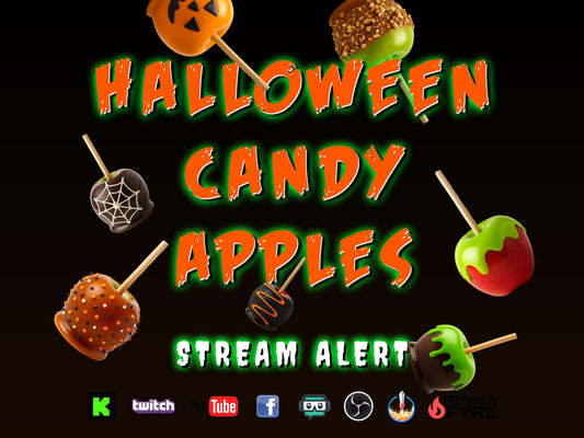 Halloween Candy Apples Stream Alert - Full Screen Animated Overlay with Transparent Background - 1920x1080 - Instant Download - Spooky Cute!
