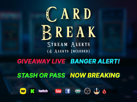 Card Break Stream Alert Bundle - Pack of 4 Animated Text Overlays with Transparent Background - Instant Download - Whatnot & OBS - BANGER