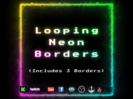 Neon Borders Stream Pack - Bundle of 3 Rainbow Looping Frames - Resizable - Transparent Background - Instant Download - Easy to Setup & Fun!