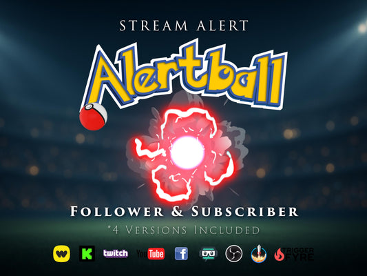 Alert Ball Stream Bundle - New Subscriber & Just Followed Notification Overlay Pack - 4 Versions - Full Screen 1920x1080 - Instant Download