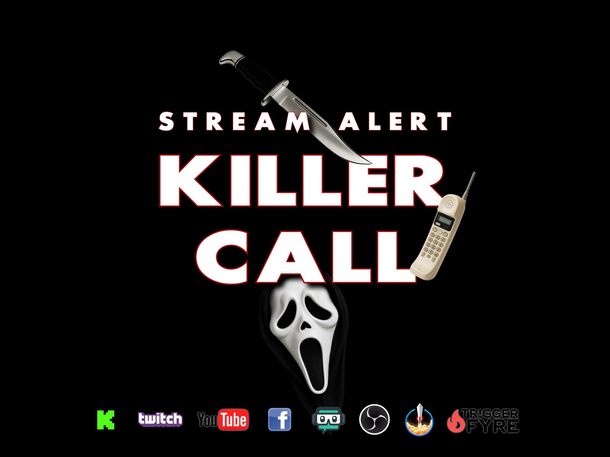 Killer Call Stream Alert- Full Screen Animated Overlay with Transparent Background -1920x1080 - Instant Download - Horror Streamer Fun! RIP