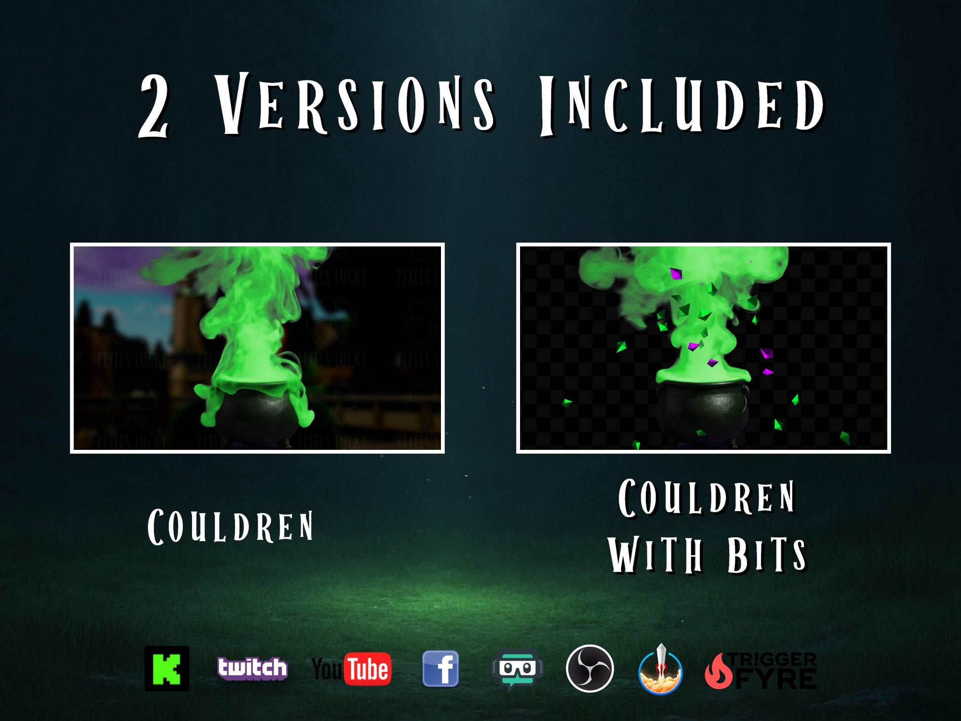 Bits & Brews Stream Alert - Full Screen Animated Cauldron and Green Smoke Overlay - Includes 2 Versions - Transparent Background - 1920x1080
