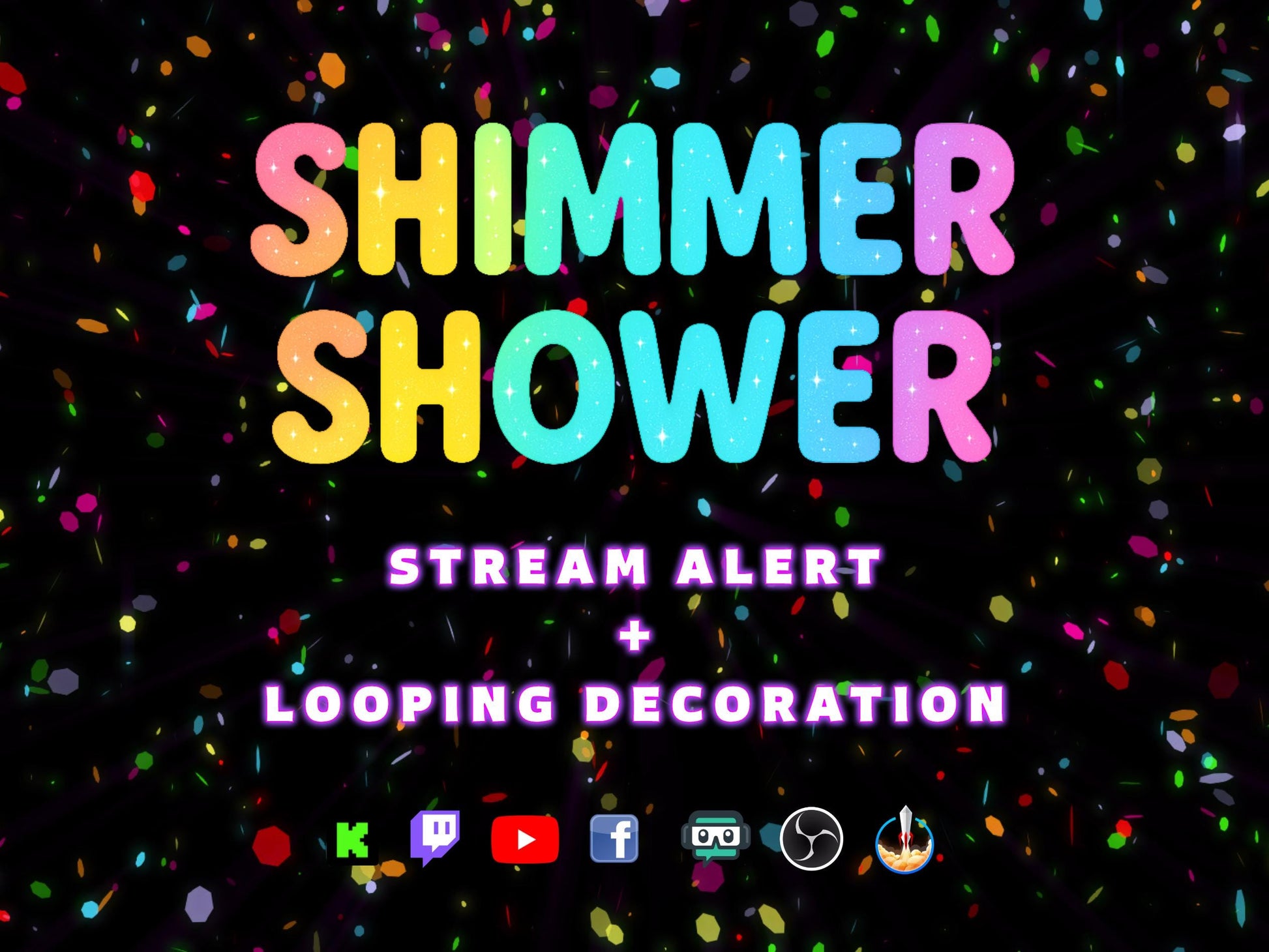 Shimmer Shower Stream Pack - Alert & Looping Decoration - 1920x1080 Full Screen Animated Overlay - Transparent Background - Instant Download