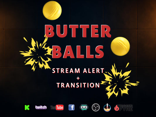 Butter Balls Stream Alert & Transition Stinger - With Sound - Full Screen Overlay - 1920x1080 - Transparent Background - Instant Download