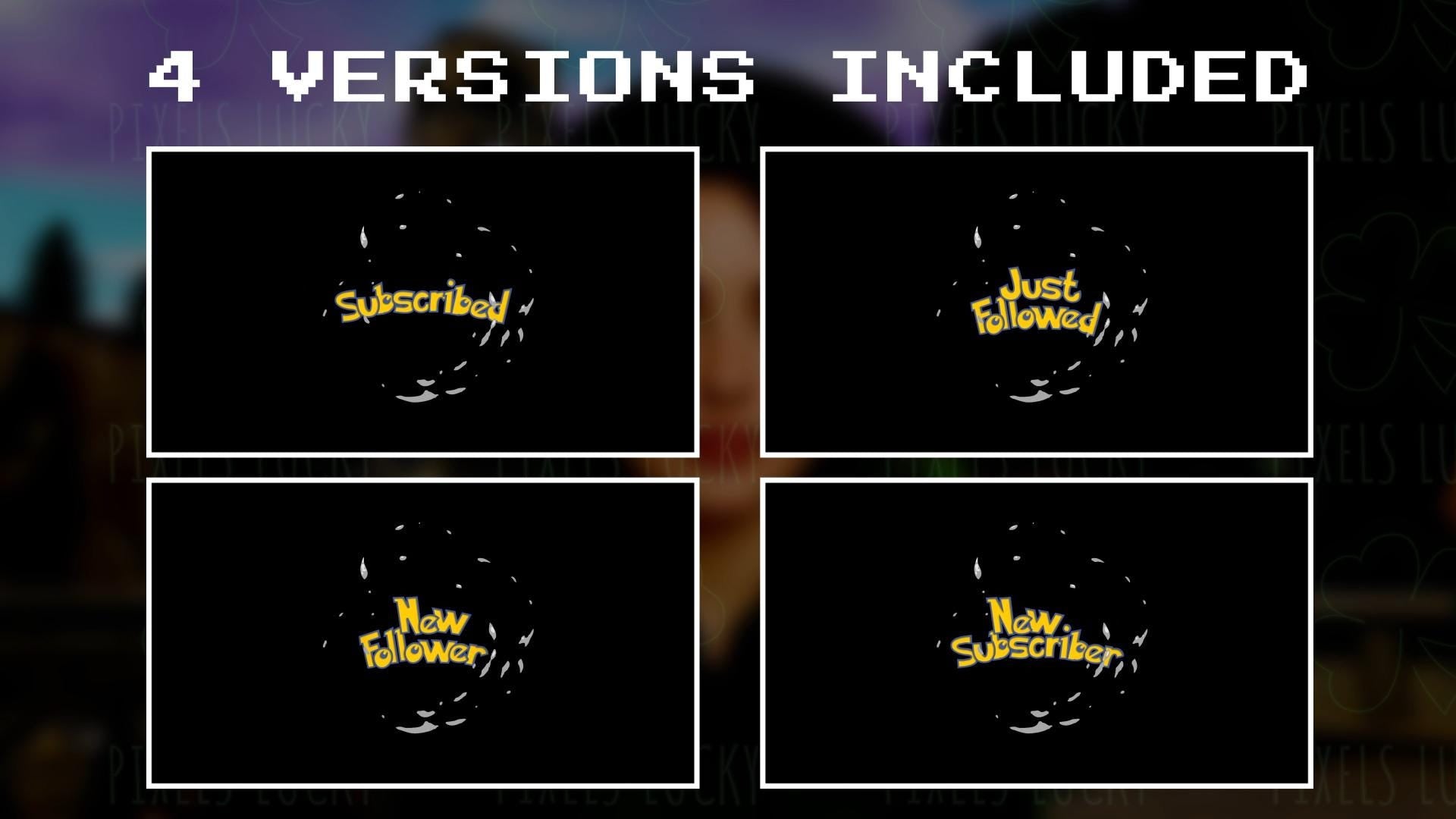 Alert Ball Stream Bundle - New Subscriber & Just Followed Notification Overlay Pack - 4 Versions - Full Screen 1920x1080 - Instant Download