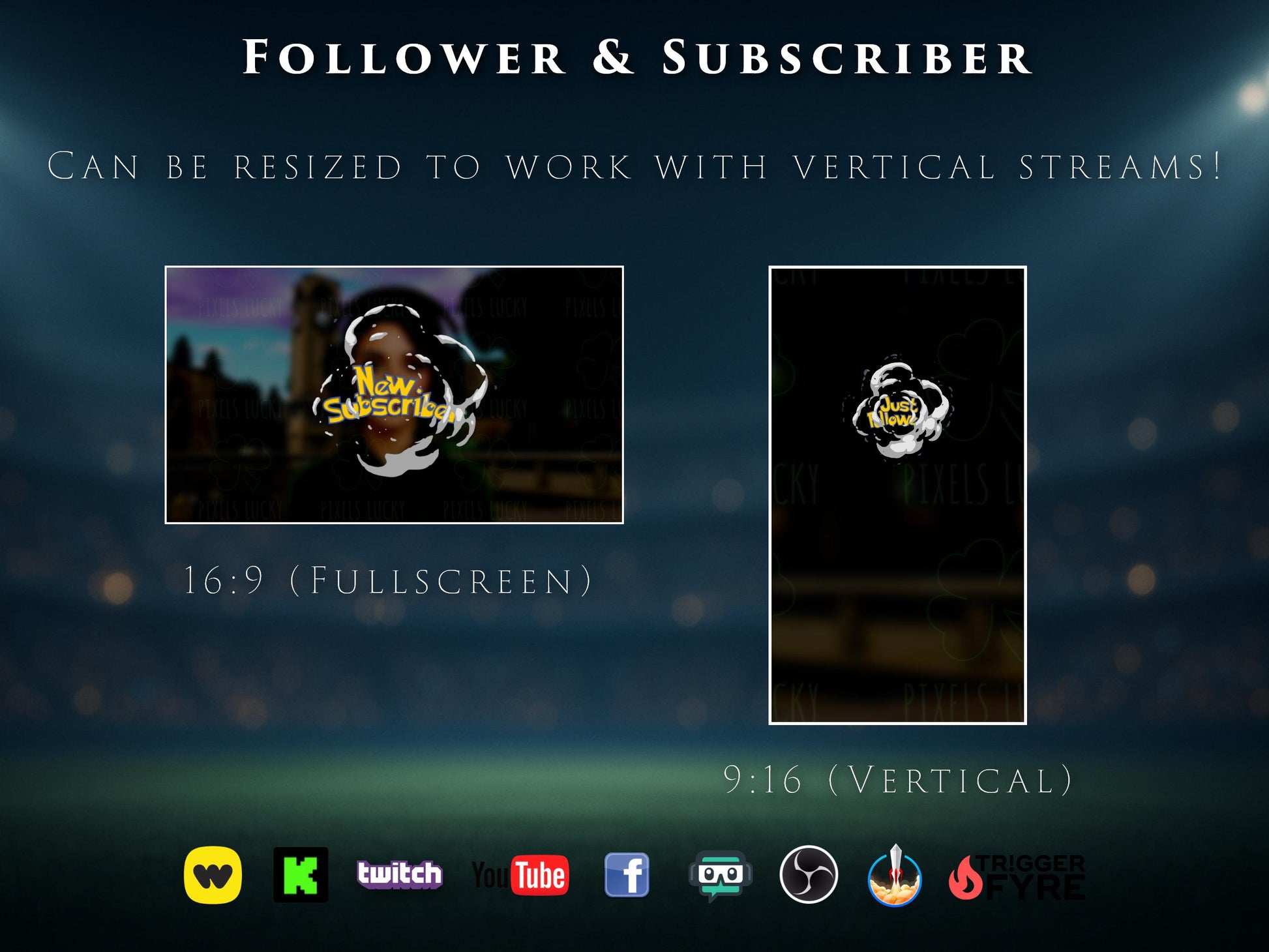 Alert Ball Stream Bundle - New Subscriber & Just Followed Notification Overlay Pack - 4 Versions - Full Screen 1920x1080 - Instant Download