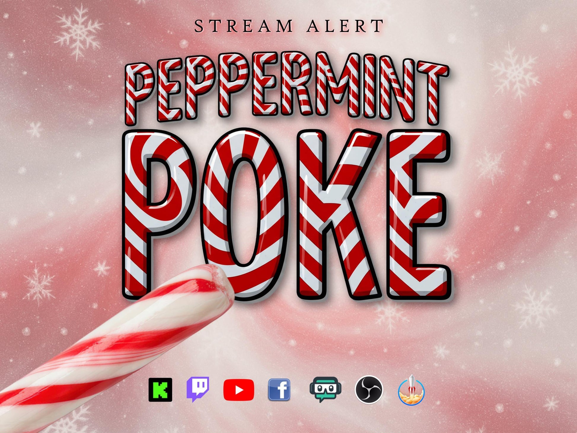 Peppermint Poke Stream Alert - Full Screen Animated Overlay with Transparent Background - 1920x1080 - Instant Download - Fun & Easy to Setup