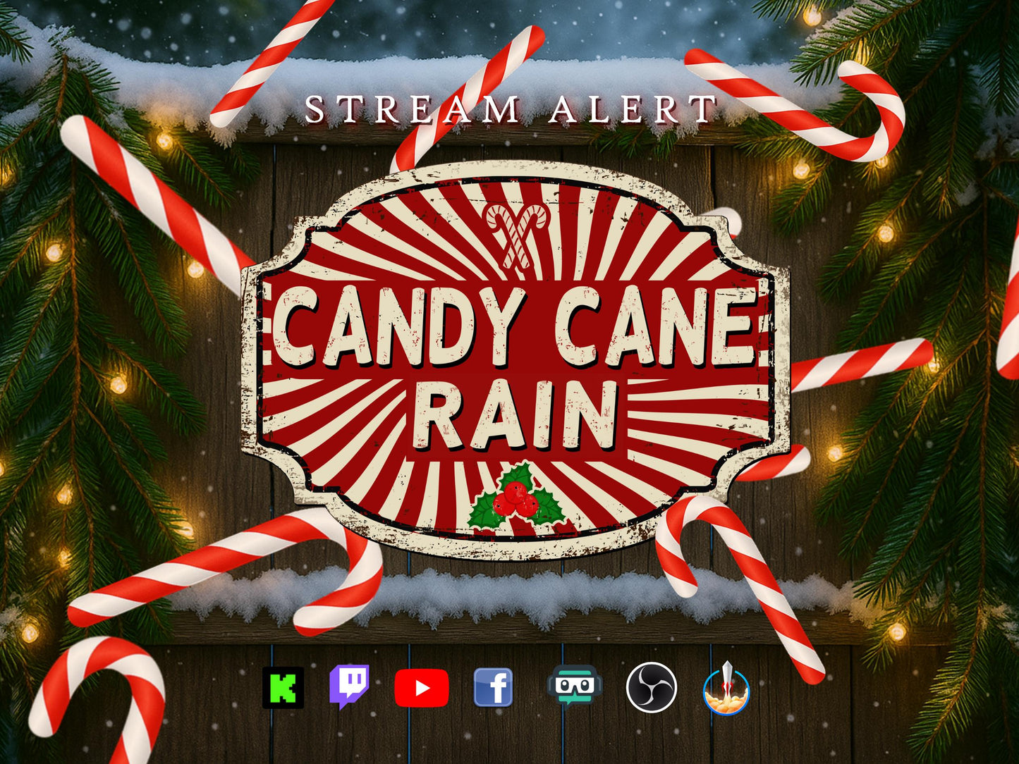 Candy Cane Rain Stream Alert - Full Screen Animated Overlay with Transparent Background - 1920x1080 - Instant Download - Festive & Delicious