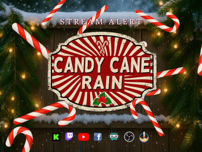 Candy Cane Rain Stream Alert - Full Screen Animated Overlay with Transparent Background - 1920x1080 - Instant Download - Festive & Delicious