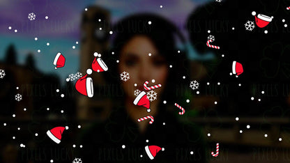 Jolly Drop Stream Alert - Full Screen Animated Overlay with Transparent Background - Santa Hats, Candy Canes, & Snow Fall - Instant Download