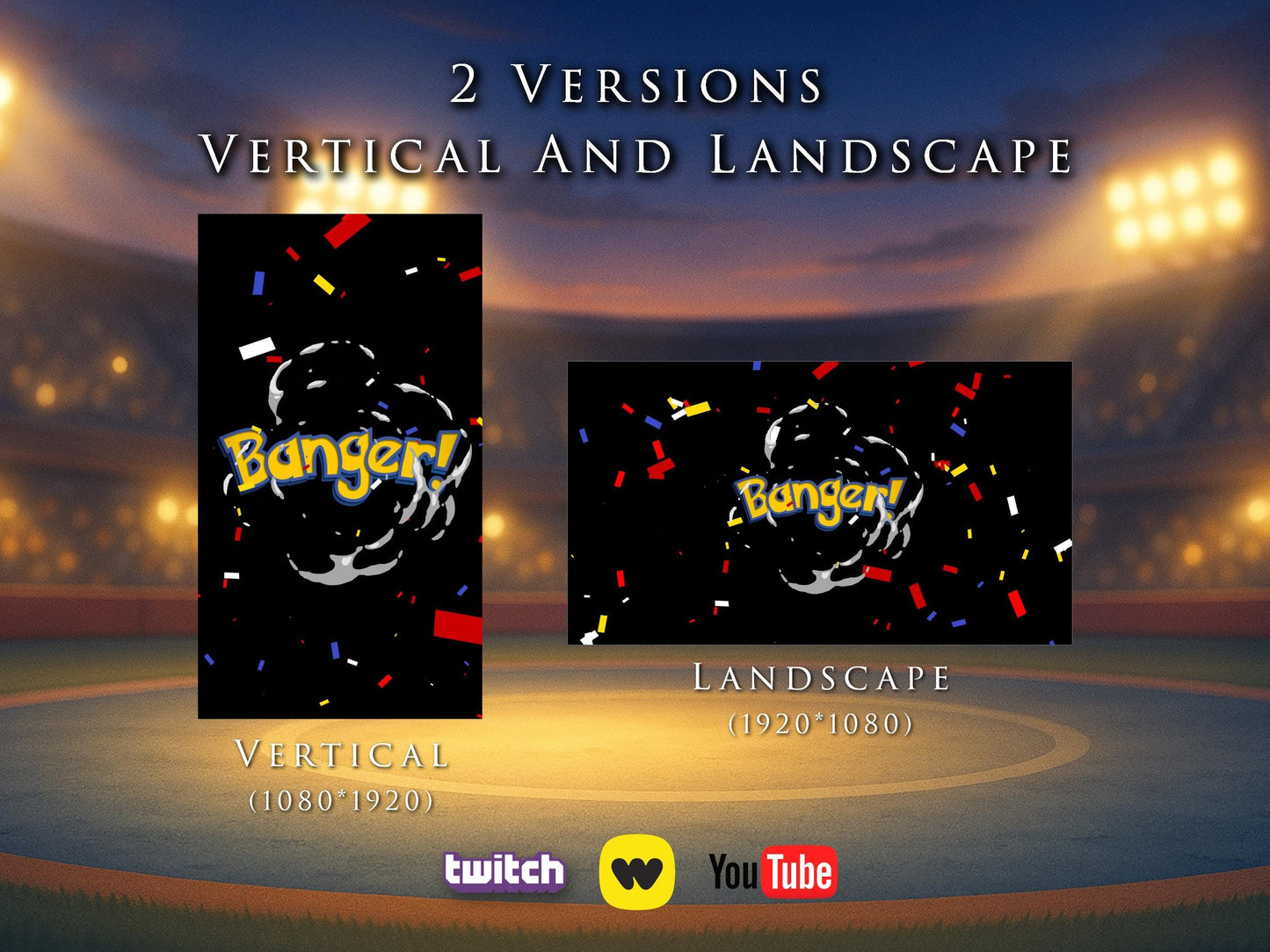 Banger! Ball Stream Alert - 1920x1080 & Vertical - Full Screen Animated Overlay - Transparent Background - Instant Download - Fun Effect!