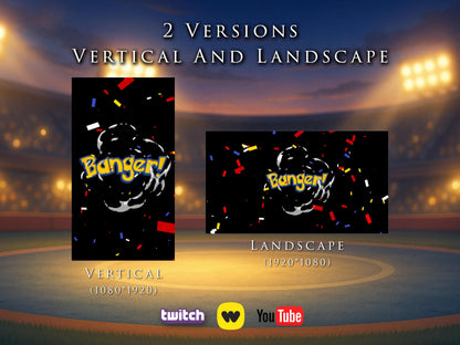 Banger! Ball Stream Alert - 1920x1080 & Vertical - Full Screen Animated Overlay - Transparent Background - Instant Download - Fun Effect!
