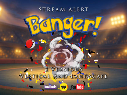 Banger! Ball Stream Alert - 1920x1080 & Vertical - Full Screen Animated Overlay - Transparent Background - Instant Download - Fun Effect!