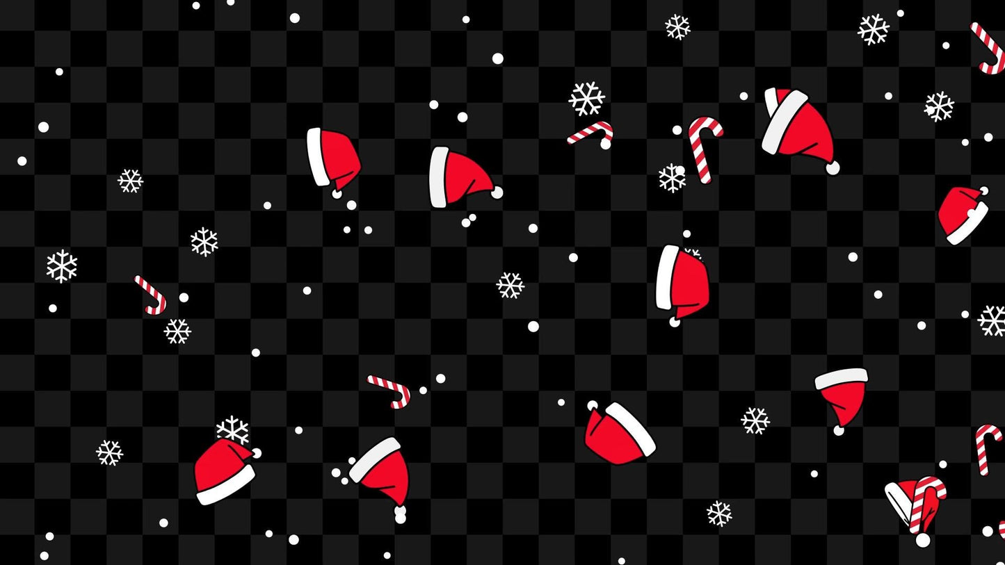 Jolly Drop Stream Alert - Full Screen Animated Overlay with Transparent Background - Santa Hats, Candy Canes, & Snow Fall - Instant Download