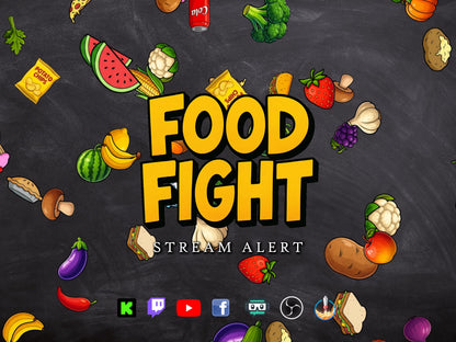Food Fight Stream Alert - Full Screen Animated Overlay with Transparent Background - Funny Chat Interaction! - 1920x1080 - Instant Download