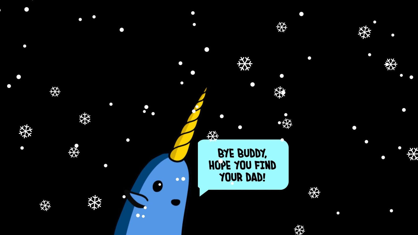 Narwhal Stream Alert - Jolly Full Screen Animated Holiday Overlay with Transparent Background - 1920x1080 - Instant Download - "Bye Buddy!"